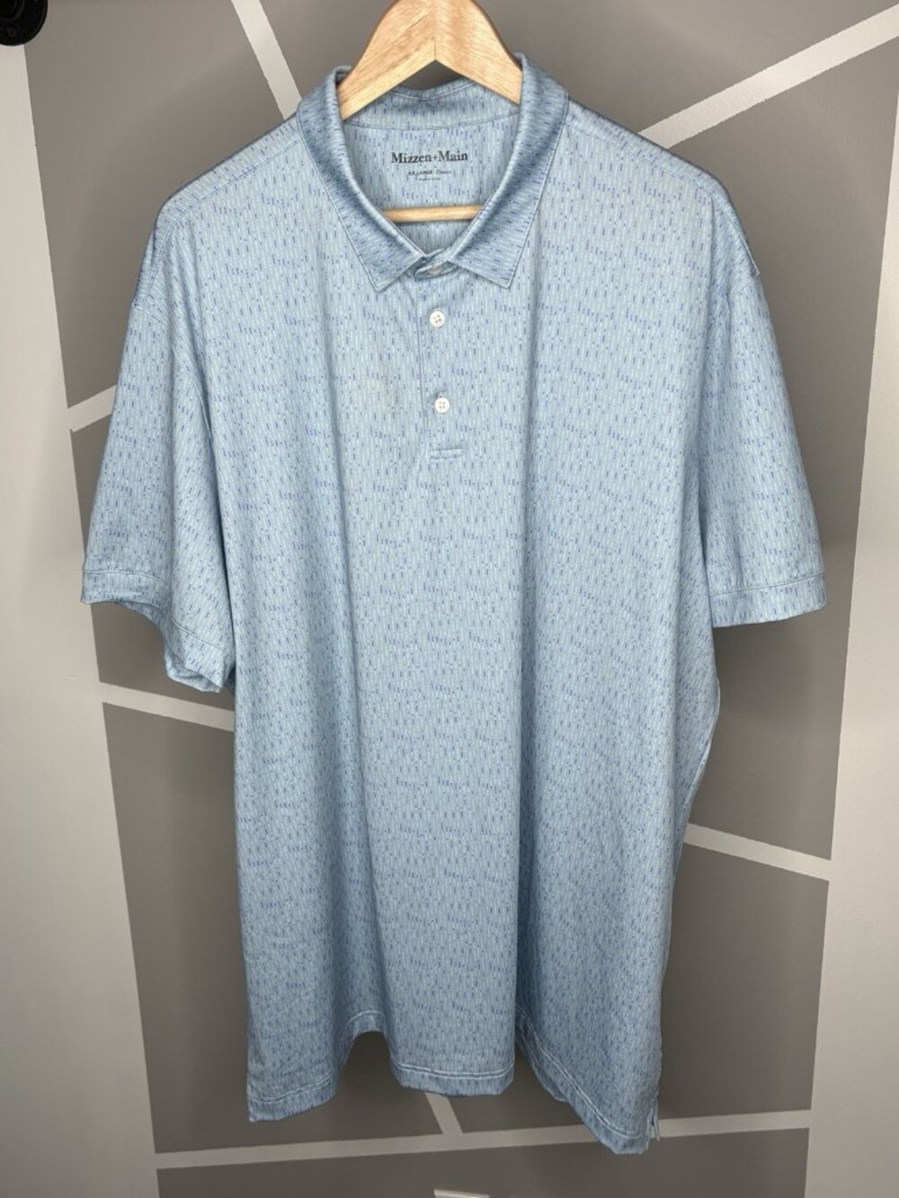 Mizzen + Main Versa Golf Polo Men’s 2XL Blue Geometric Print Performance Stretch